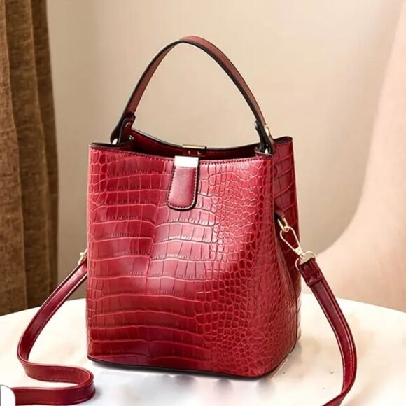 Handbags - Red Faux Leather Handbags, Crossbody Bag, Purse, Shoulder Bag, Tote